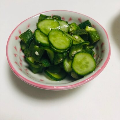 大好きな夏野菜のきゅうりとオクラが簡単で美味しく食べられました(*^o^*)